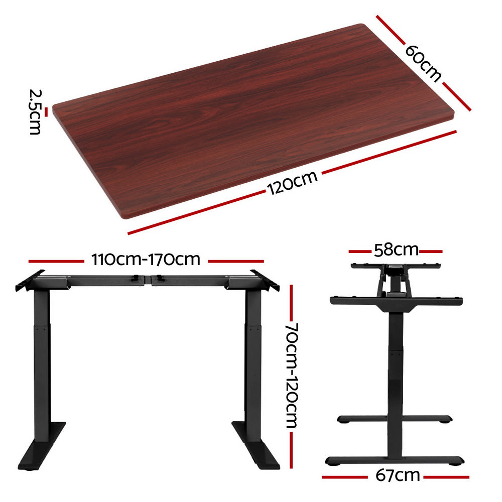 Artiss Standing Desk Motorised Dual Motor Walnut 120CM-1