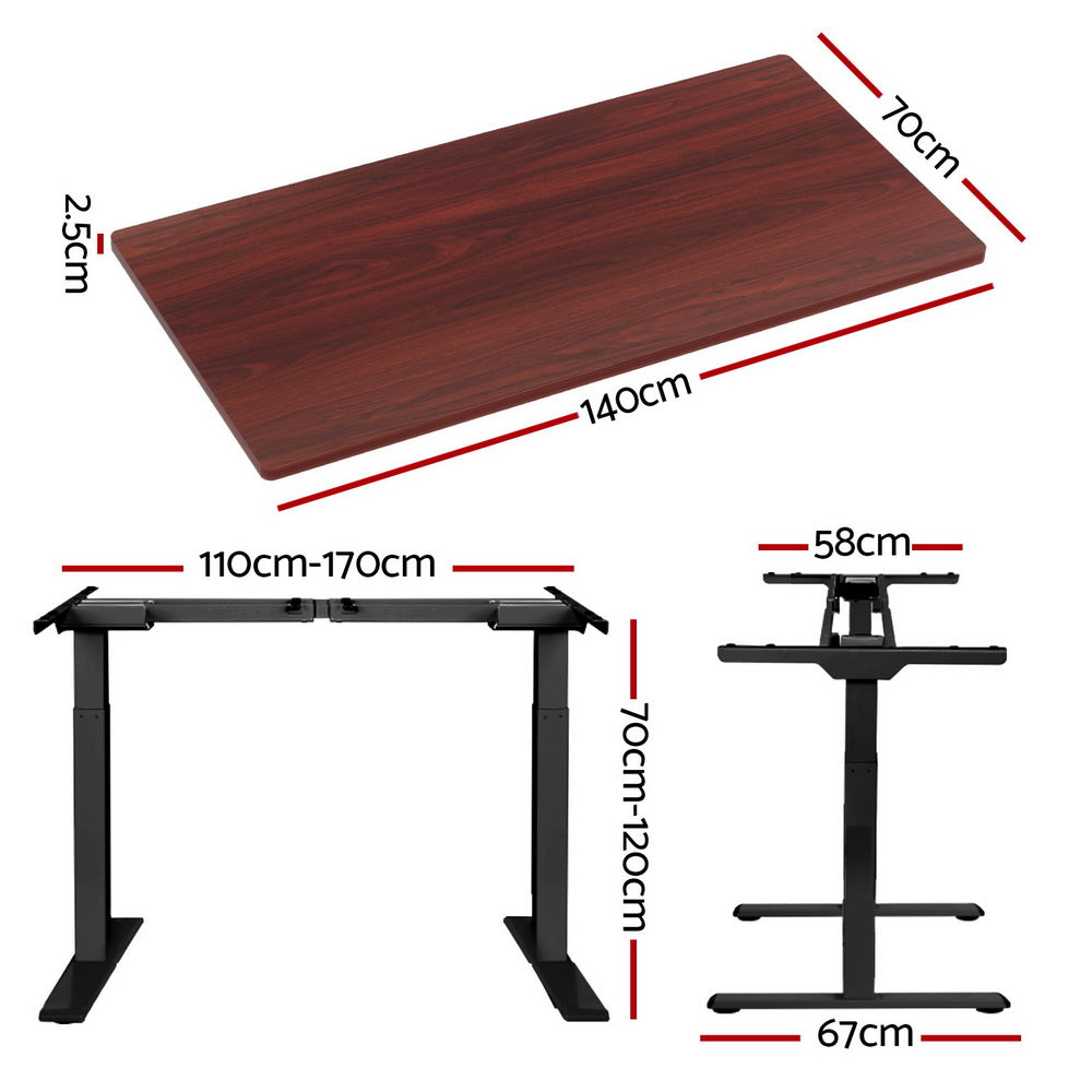 Artiss Standing Desk Motorised Dual Motor Walnut 140CM-1