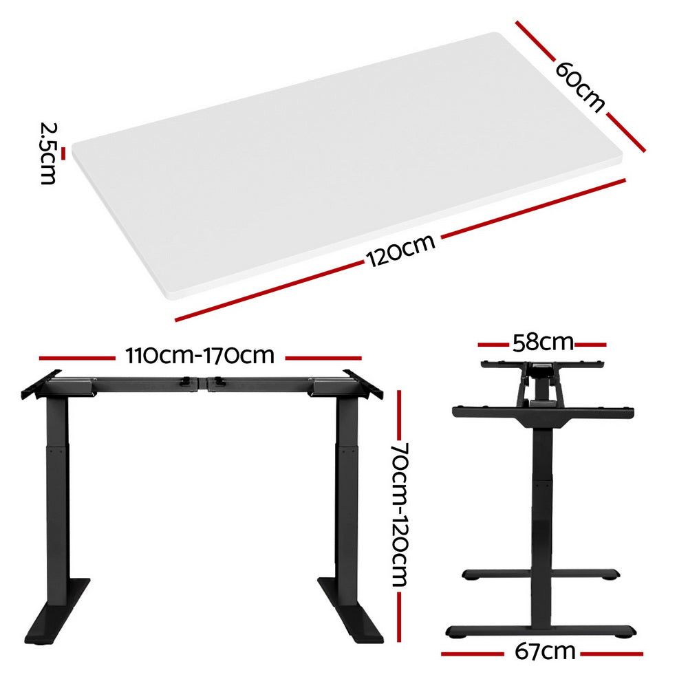 Artiss Standing Desk Motorised Dual Motor White 120CM-1