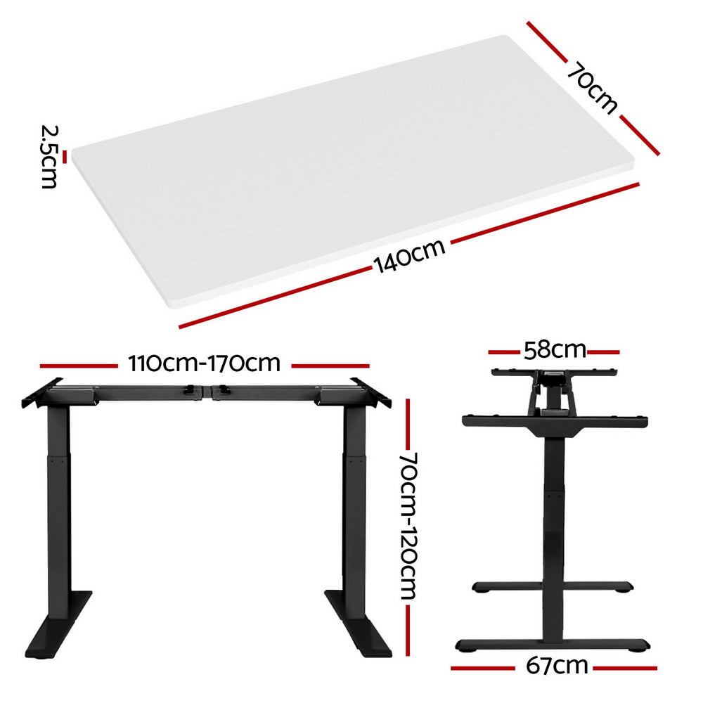 Artiss Standing Desk Motorised Dual Motor White 140CM-1