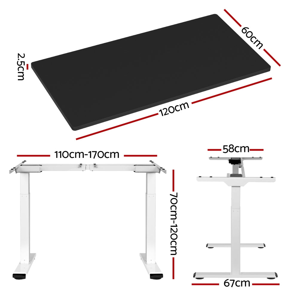 Artiss Standing Desk Motorised Dual Motor 120CM Black-1