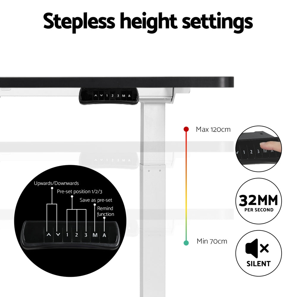 Artiss Standing Desk Motorised Dual Motor 120CM Black-4