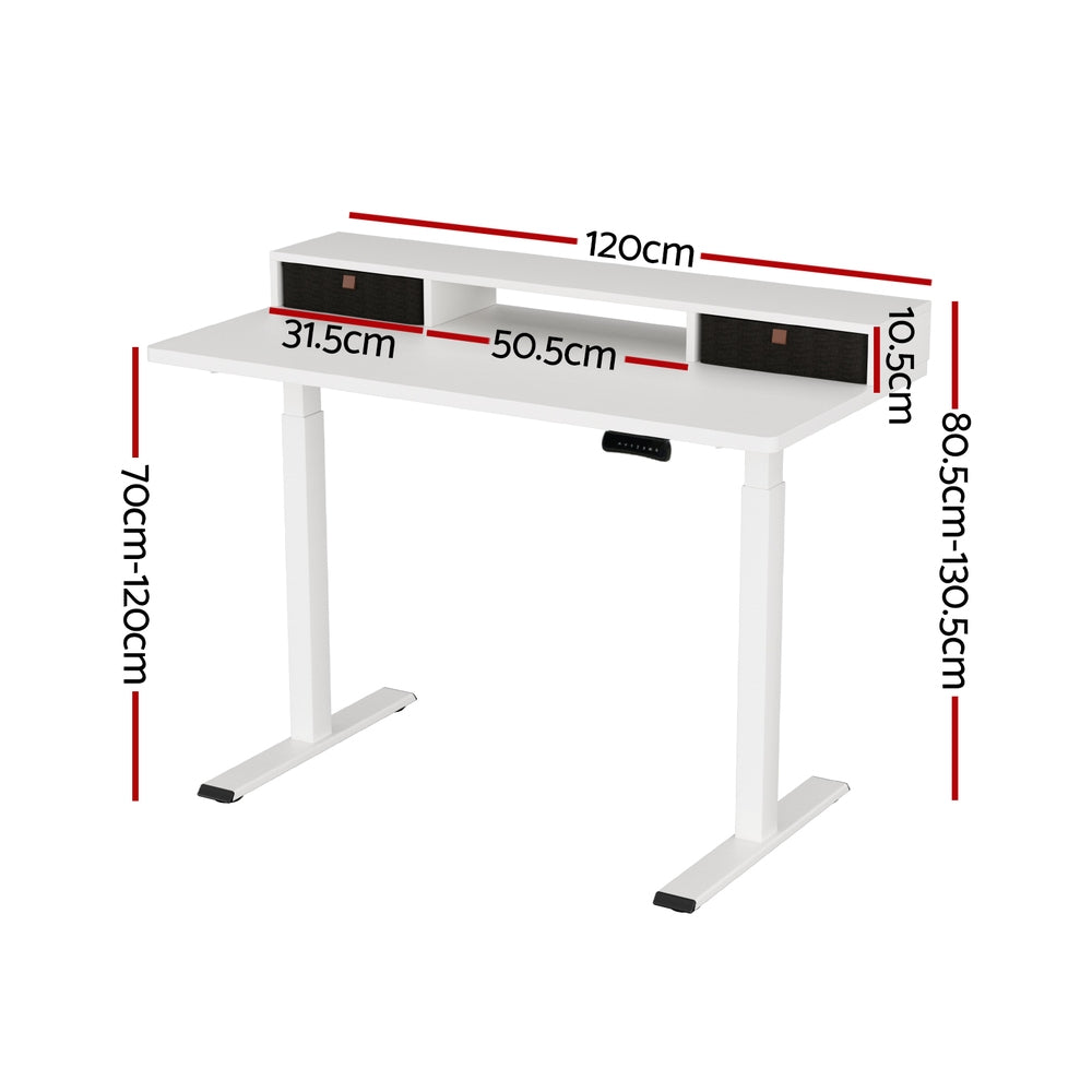 Artiss Electric Standing Desk Dual Motor Office Table With Shelf Drawer120CM-1