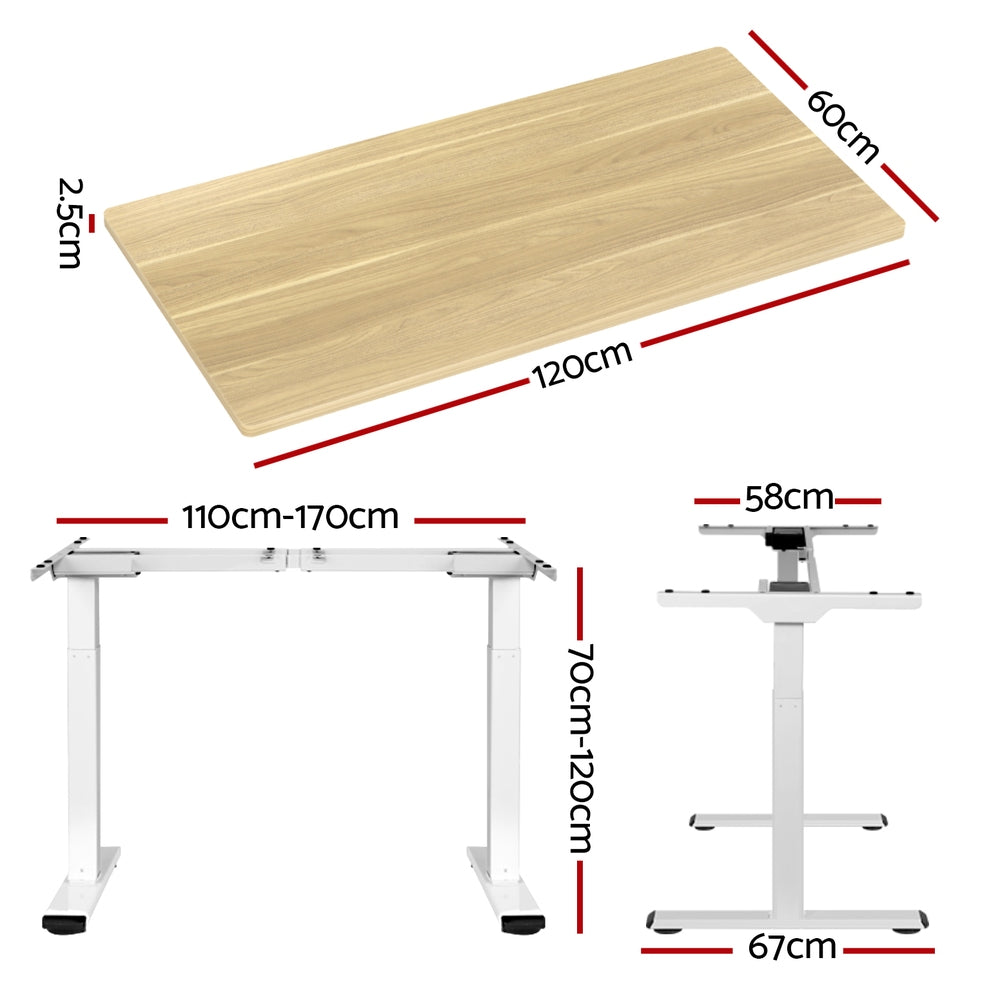 Artiss Standing Desk Motorised Dual Motor 120CM White Oak-1