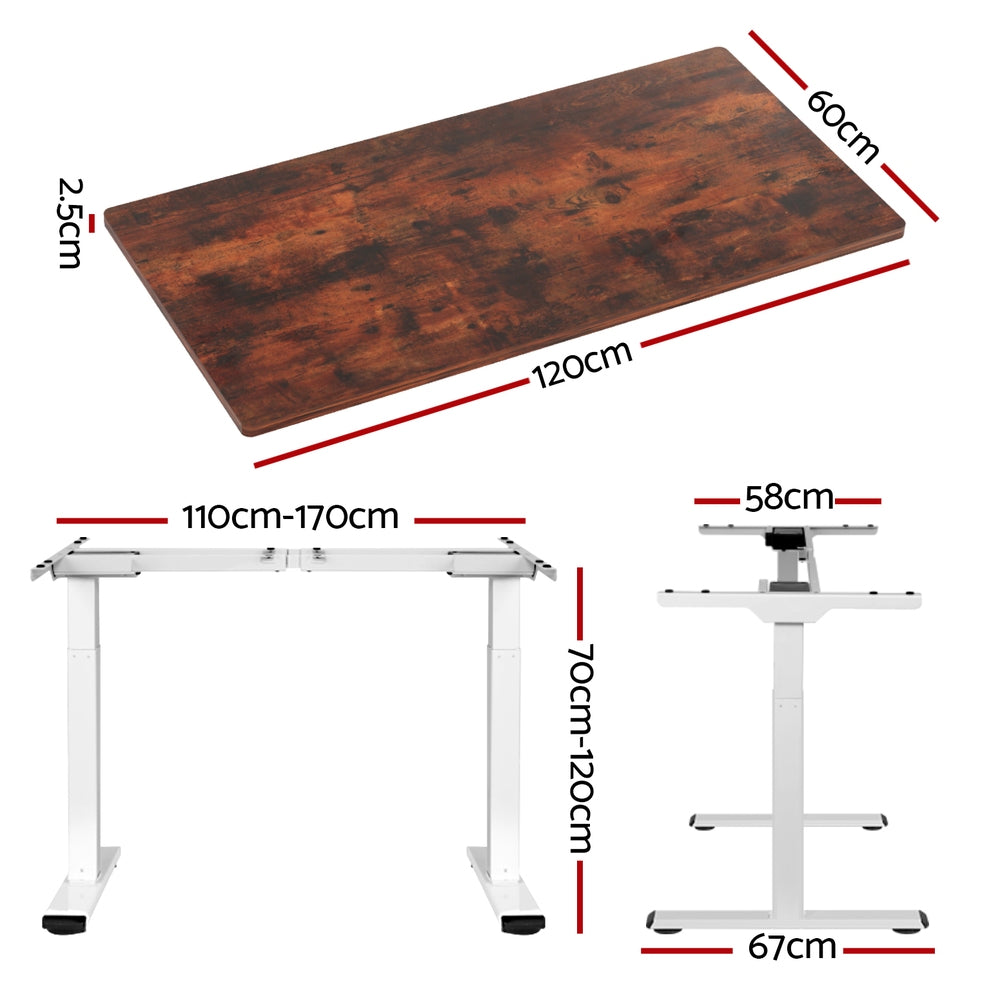 Artiss Standing Desk Motorised Dual Motor 120CM Rustic Brwon-1