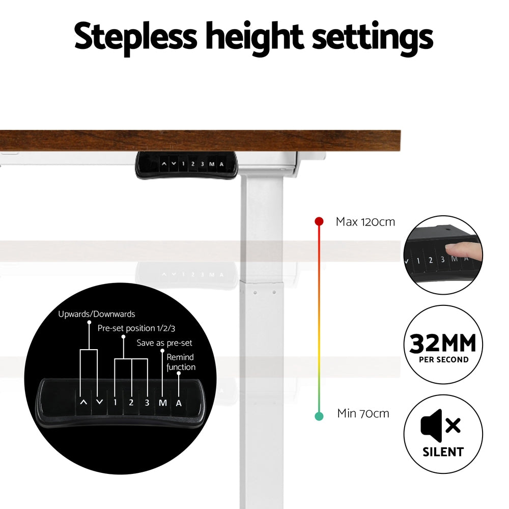 Artiss Standing Desk Motorised Dual Motor 120CM Rustic Brwon-4