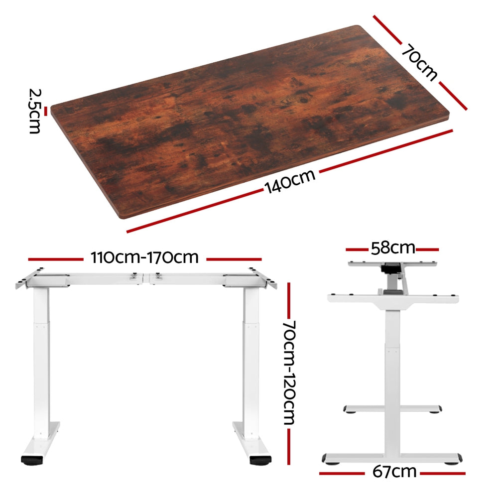 Artiss Standing Desk Motorised Dual Motor 140CM Rustic Brwon-1