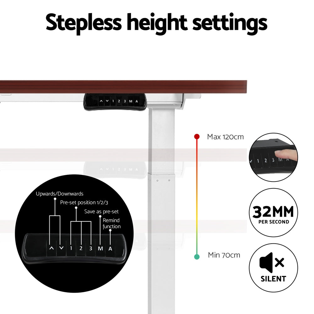 Artiss Standing Desk Motorised Dual Motor 120CM Walnut-4