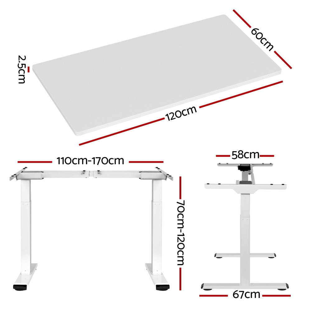 Artiss Standing Desk Motorised Dual Motor 120CM White-1