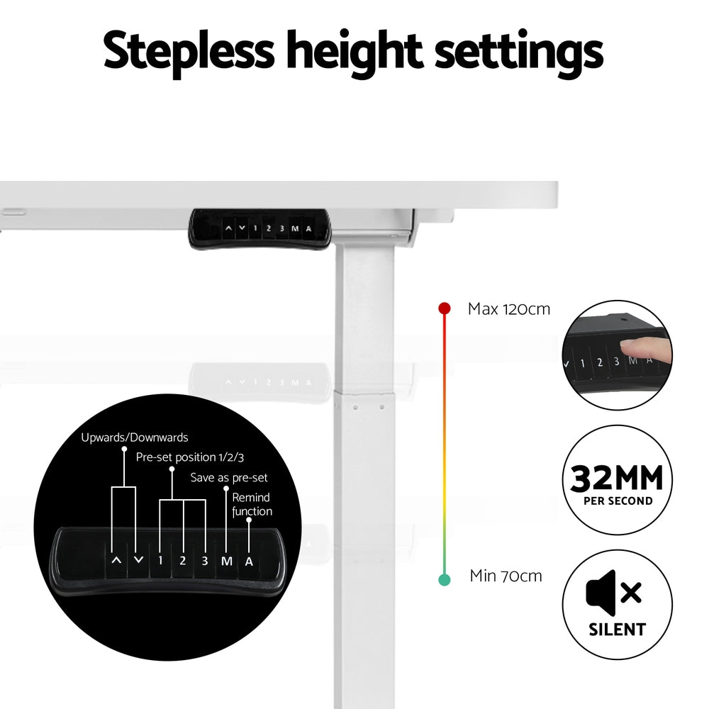 Artiss Standing Desk Motorised Dual Motor 120CM White-4