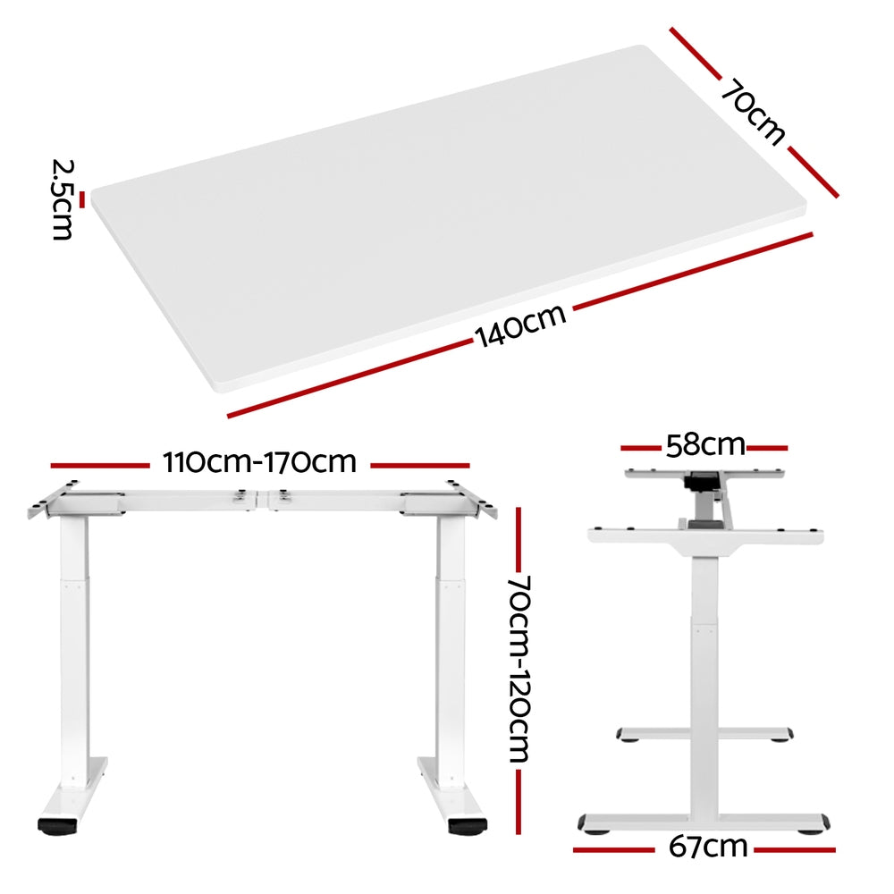 Artiss Standing Desk Motorised Dual Motor 140CM White-1