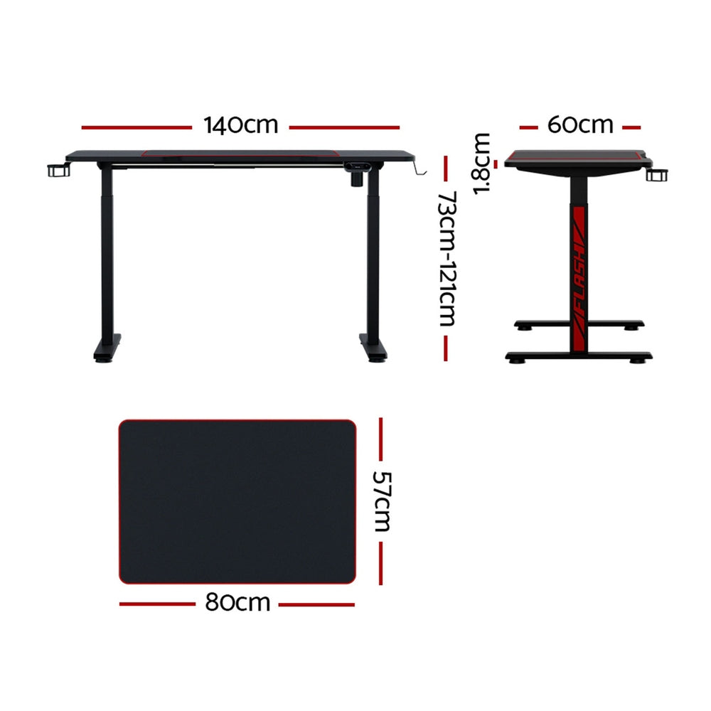 Artiss Gaming Desks Standing Desk Motorised 140CM Black-1