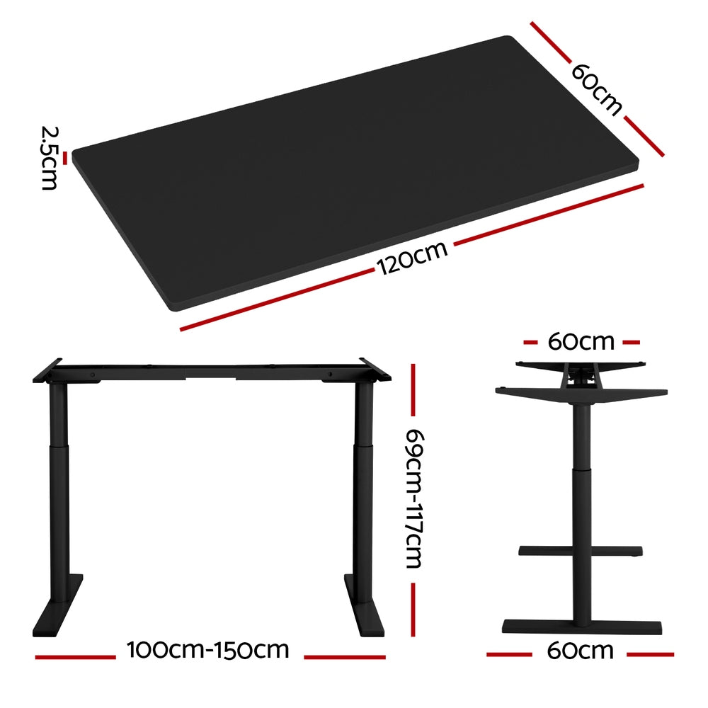 Artiss Standing Desk Motorised Electric Dual Motor Black 120CM-1