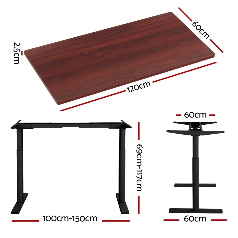 Artiss Standing Desk Motorised Electric Dual Motor Walnut 120CM-1