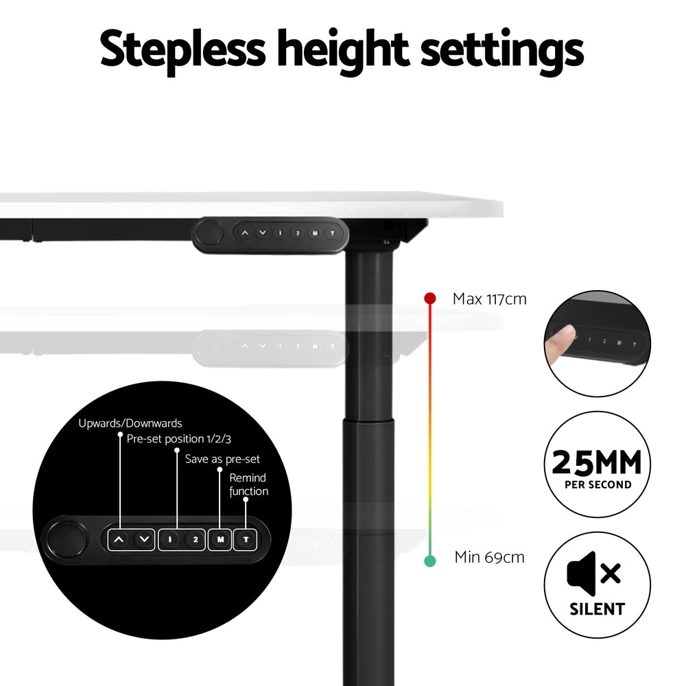 Artiss Standing Desk Motorised Electric Dual Motor White 120CM-4