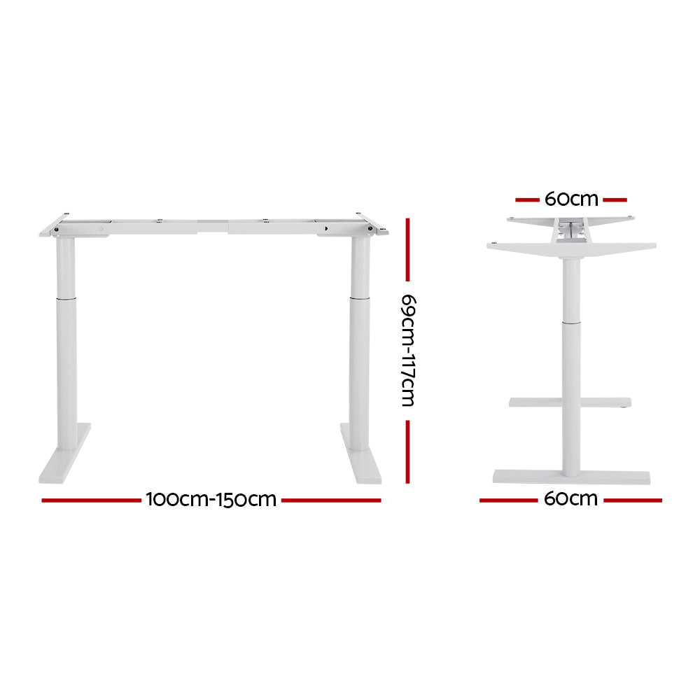 Artiss Standing Desk Frame Only Dual Motor Motorised Adjustable 125KG Load White-1