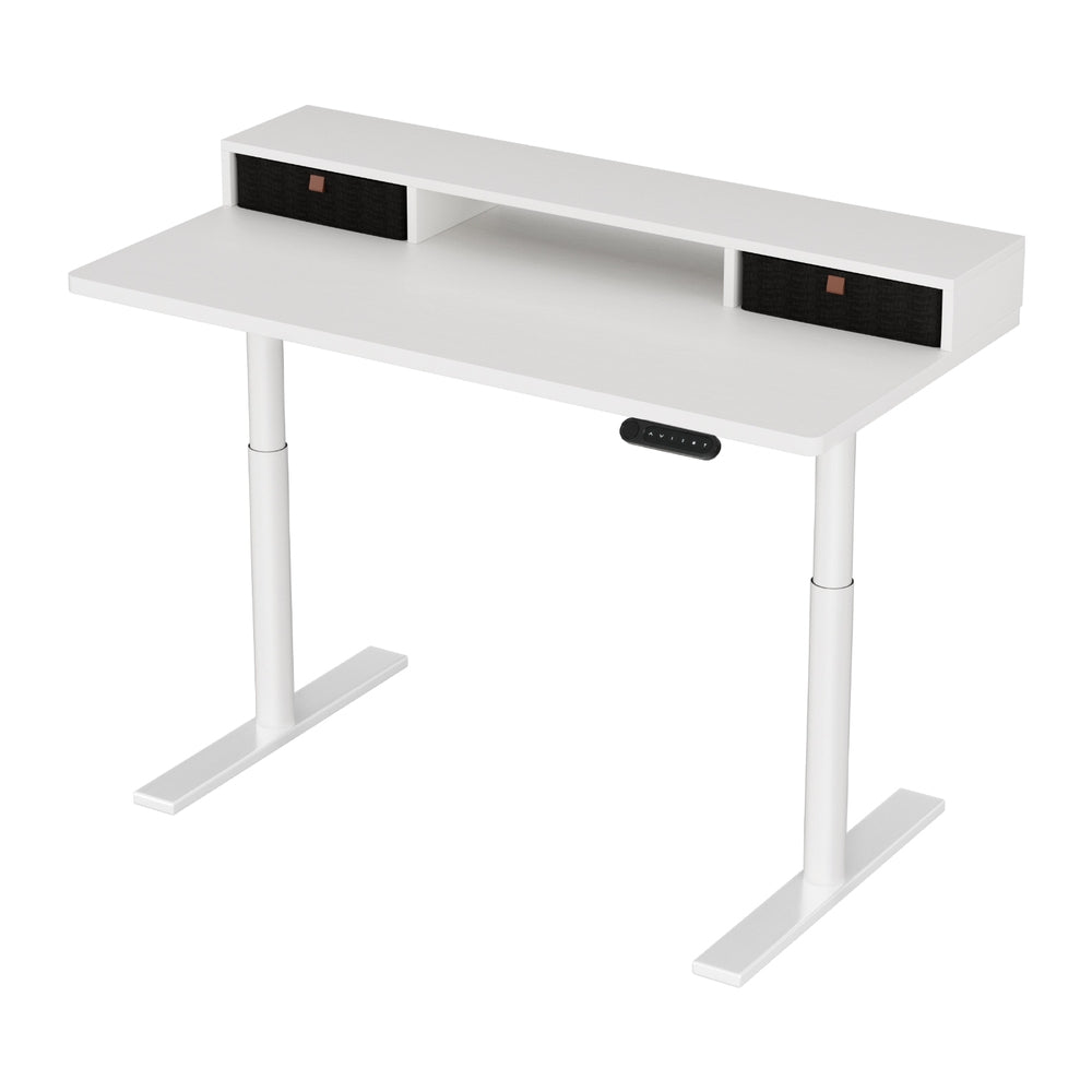 Artiss Electric Standing Desk with Storage Rack Shelf Drawers White 120CM-0