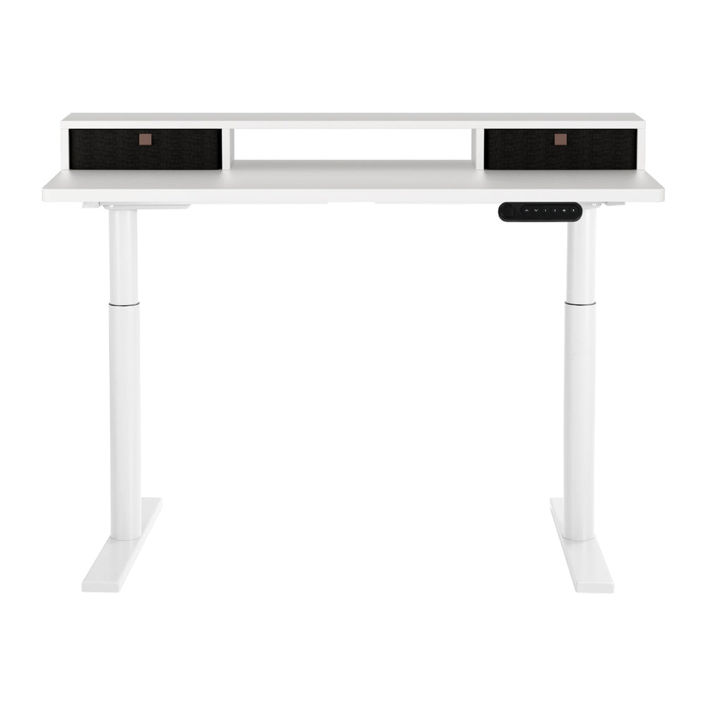 Artiss Electric Standing Desk with Storage Rack Shelf Drawers White 120CM-2