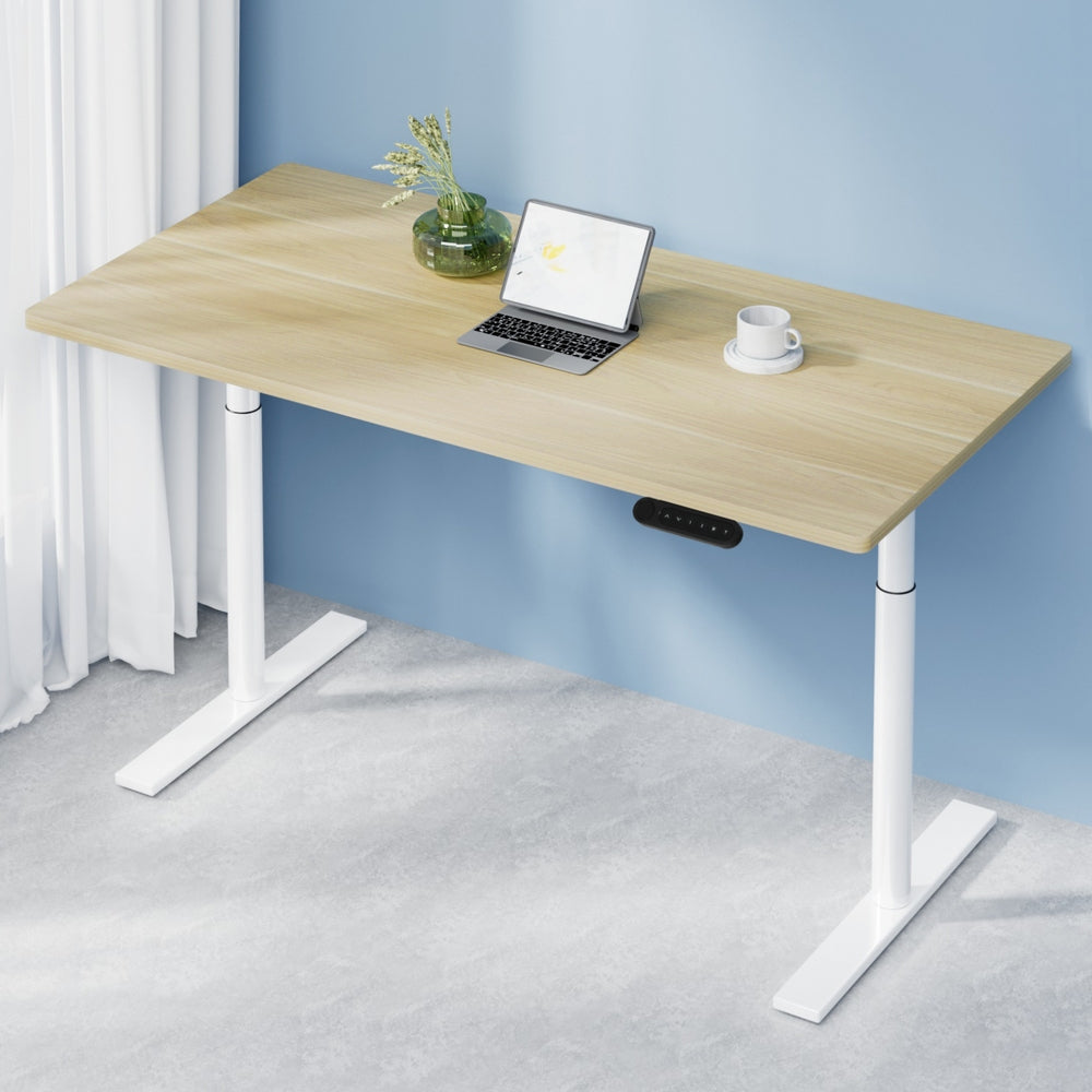 Artiss Standing Desk Motorised Electric Dual Motor 140CM White Oak-6