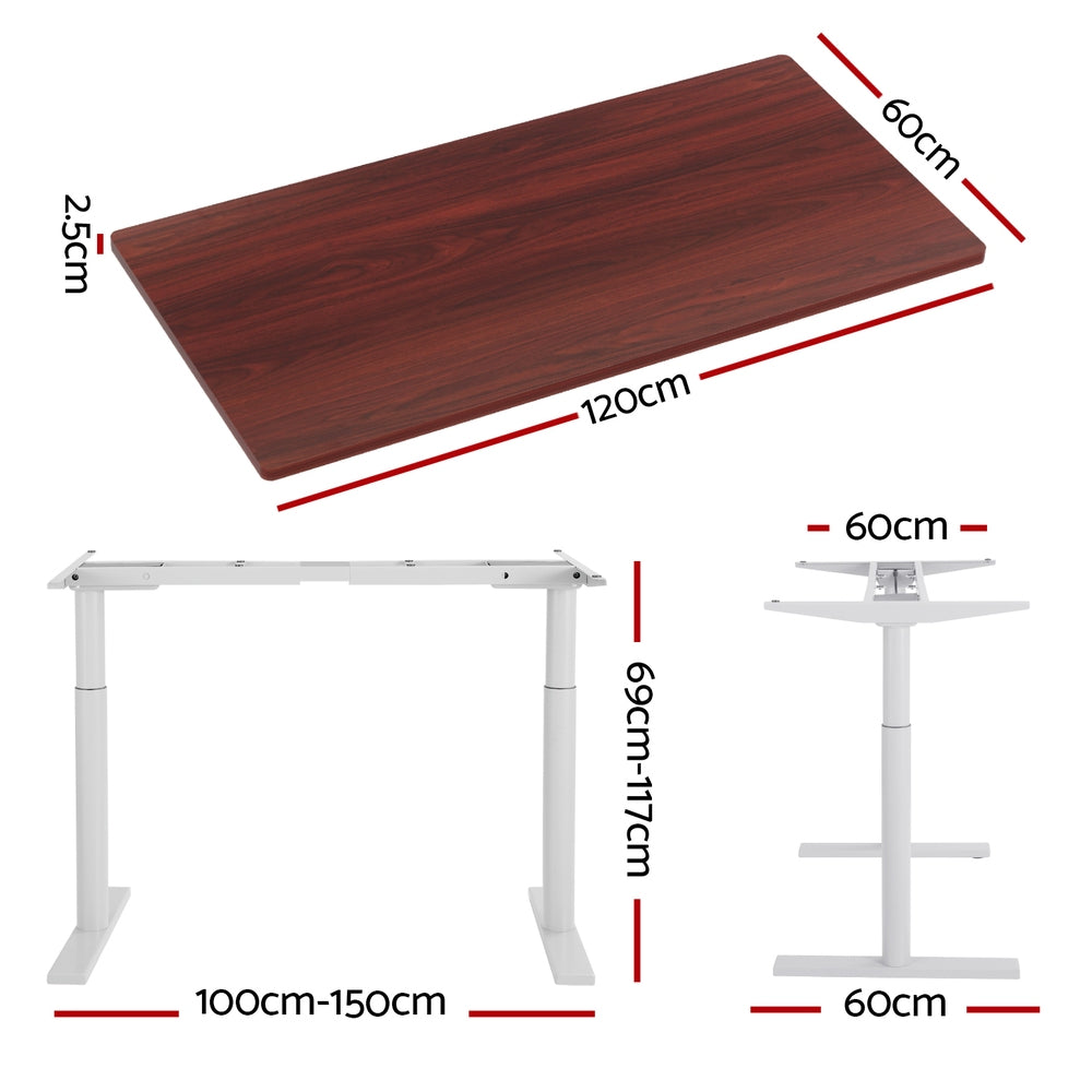 Artiss Standing Desk Motorised Electric Dual Motor 120CM Walnut-1