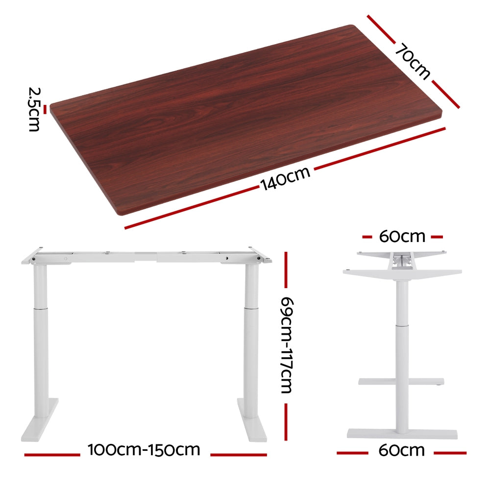 Artiss Standing Desk Motorised Electric Dual Motor 140CM Walnut-1