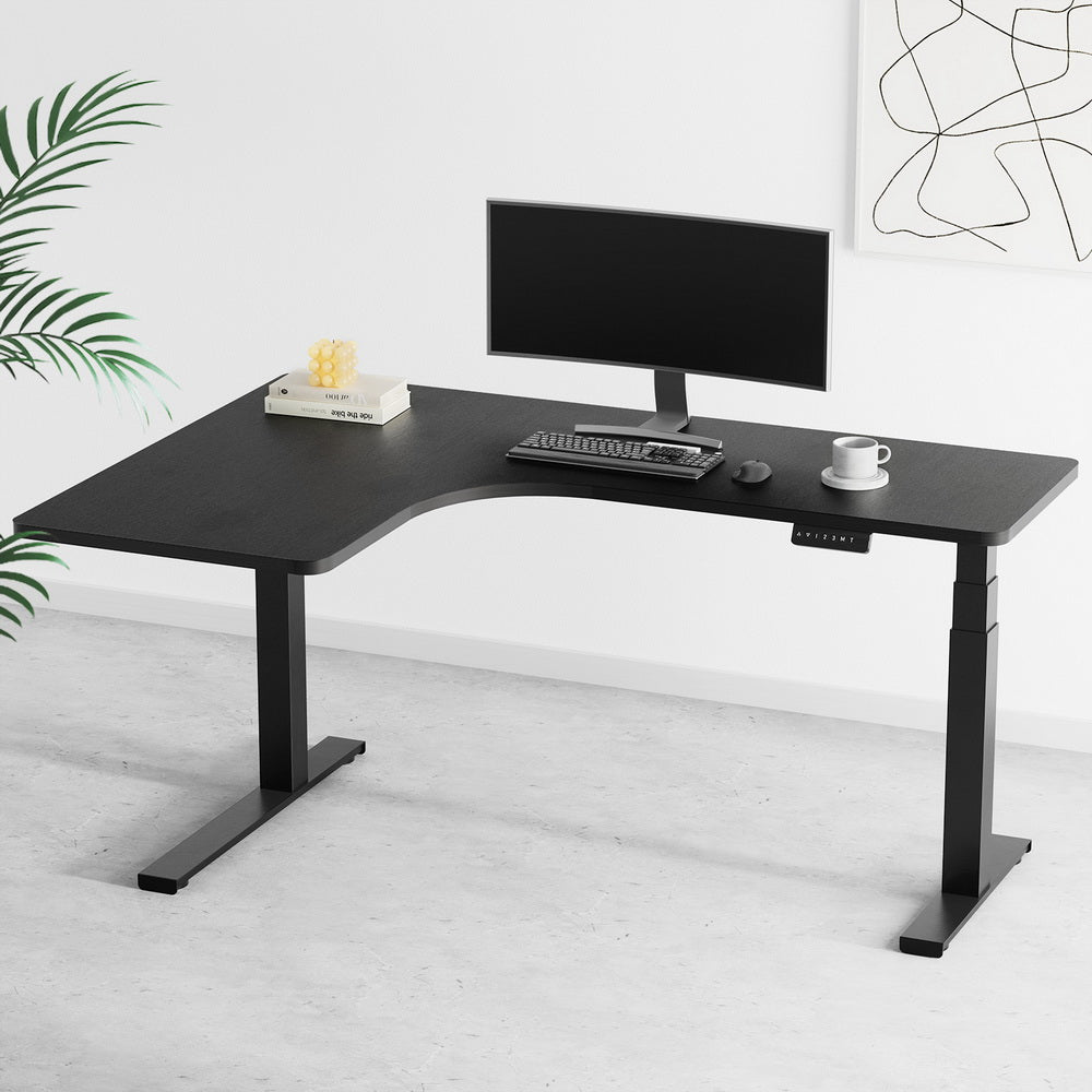 Artiss Standing Desks L-shape Motorised 160CM Black-6