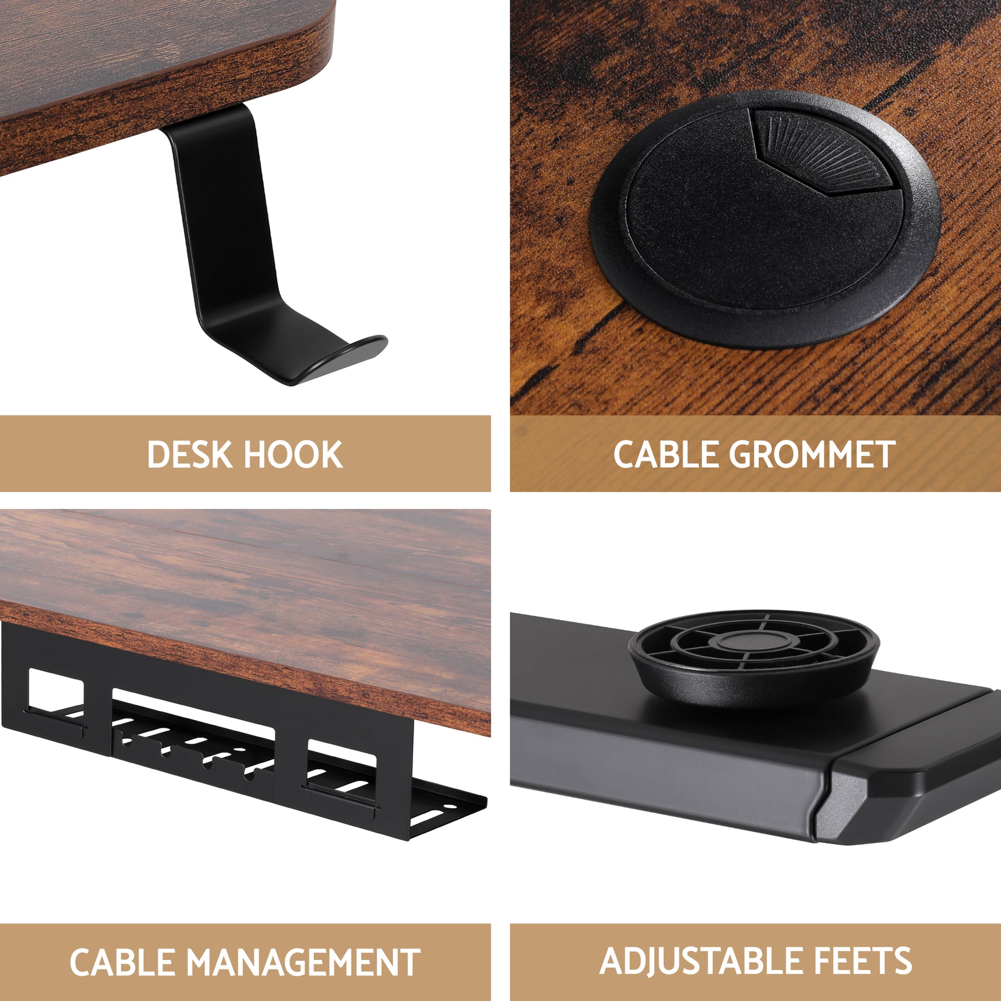 Artiss Electric Standing Desk Adjustable Motorised 120CM L Shaped Rustic Brown-5