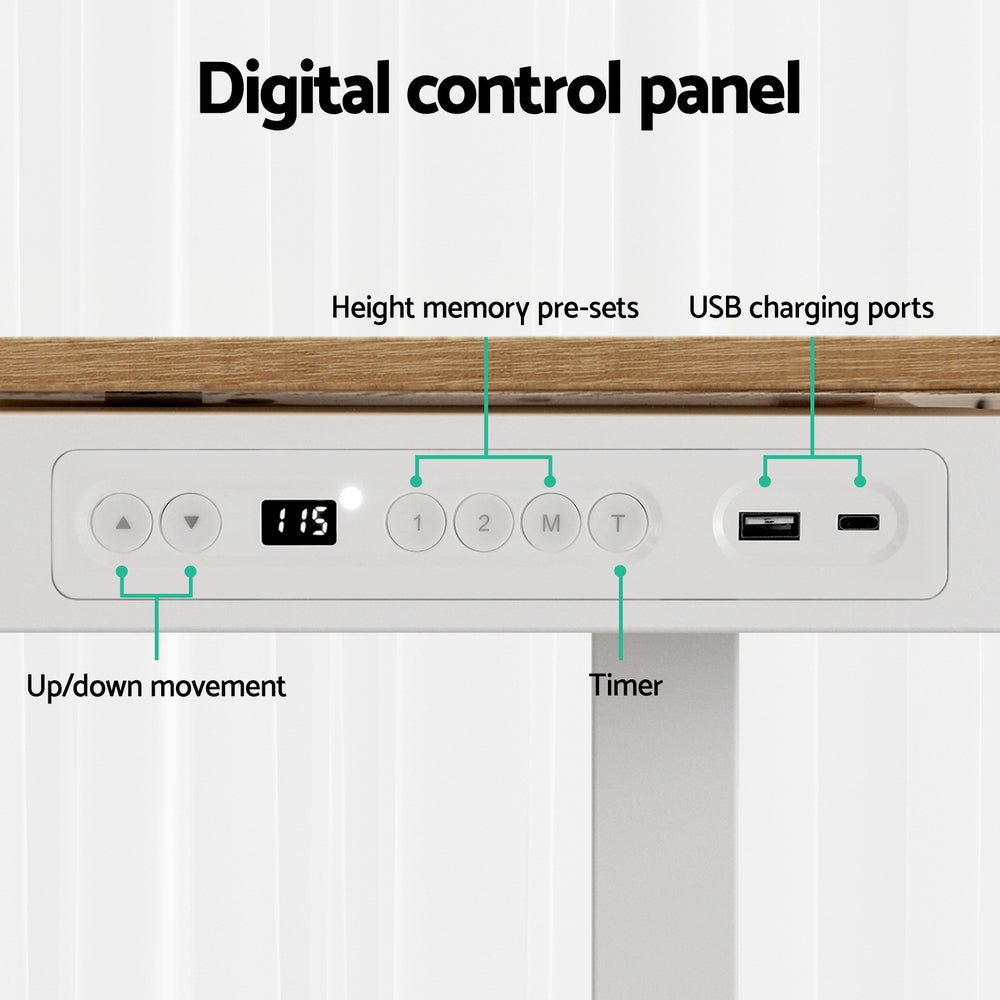 Artiss Standing Desk Motorised Electric Dual Motor Draw 120CM Oak-4