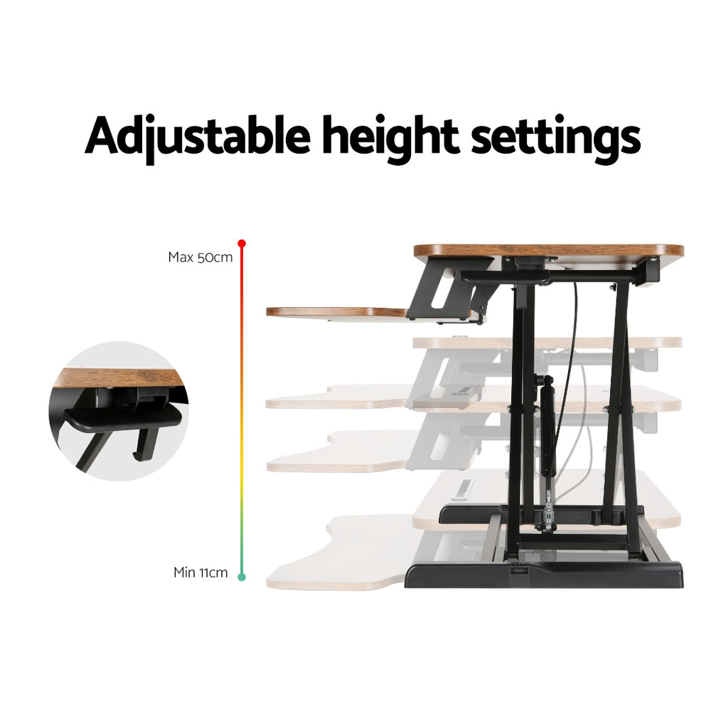 Artiss Standing Desk Riser Height Adjustable Rustic Brown 80CM-3