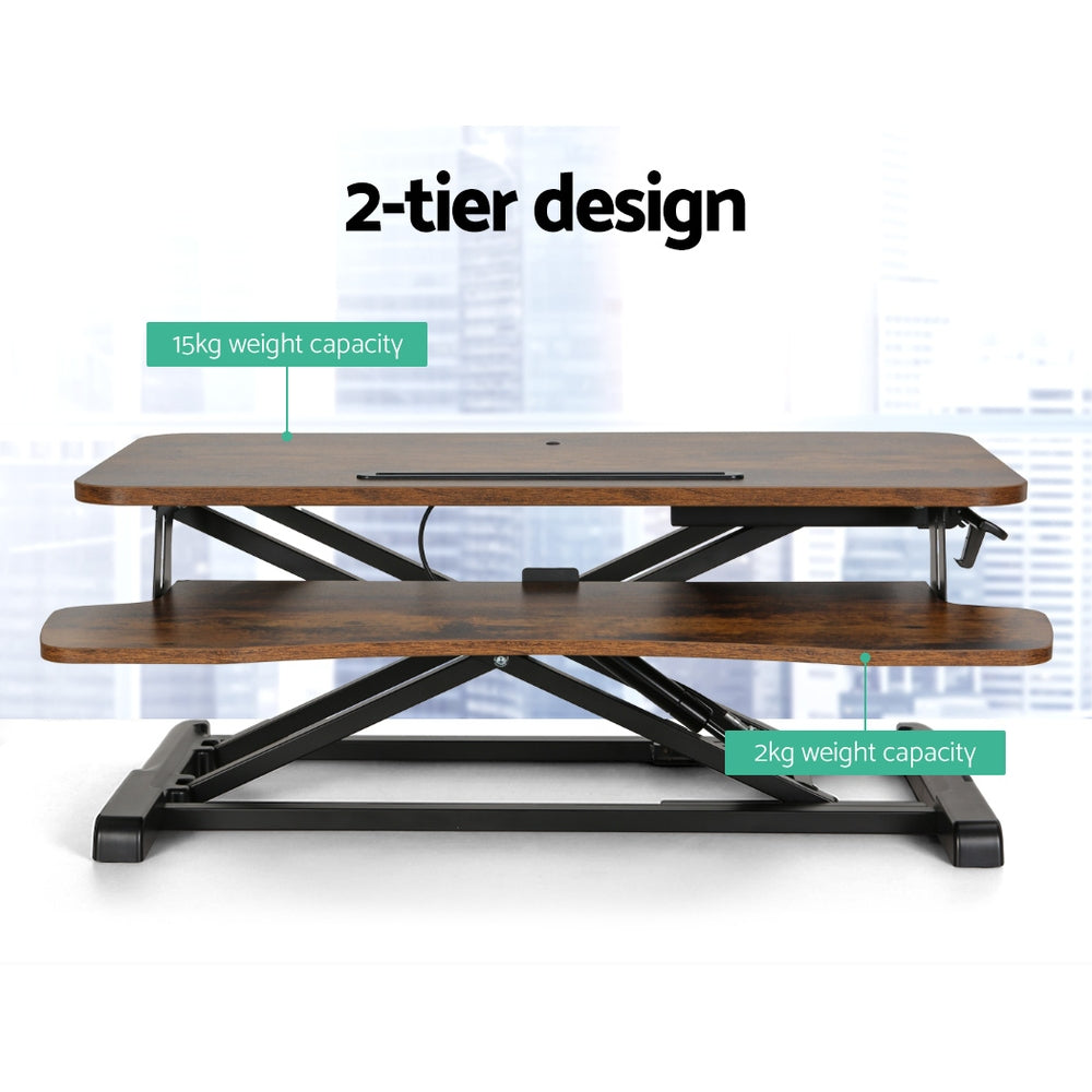 Artiss Standing Desk Riser Height Adjustable Rustic Brown 80CM – Oz ...