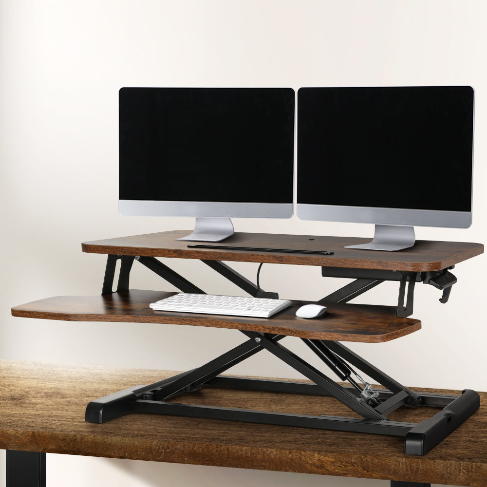 Artiss Standing Desk Riser Height Adjustable Rustic Brown 80CM-6