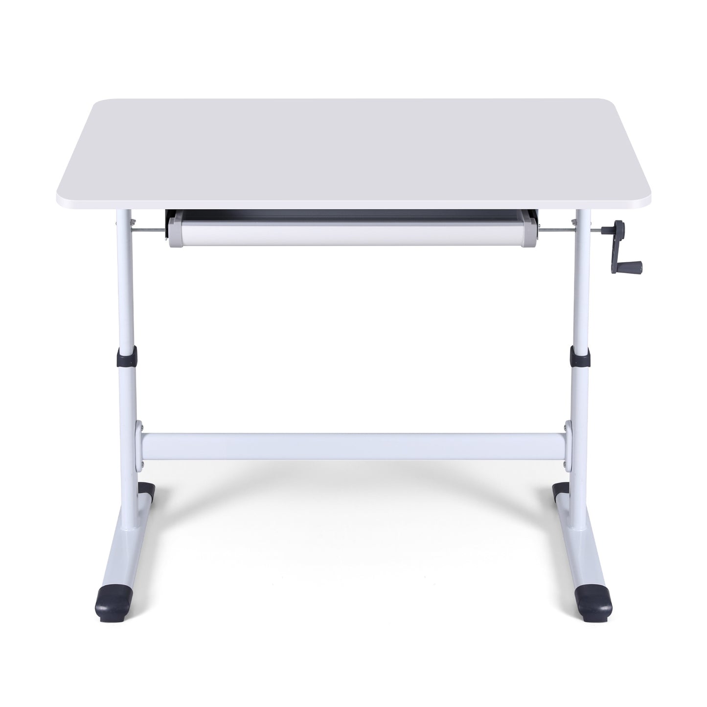 Artiss Manual Standing Desk Height Adjustable Workstation Computer Desks Study 100CM White-2