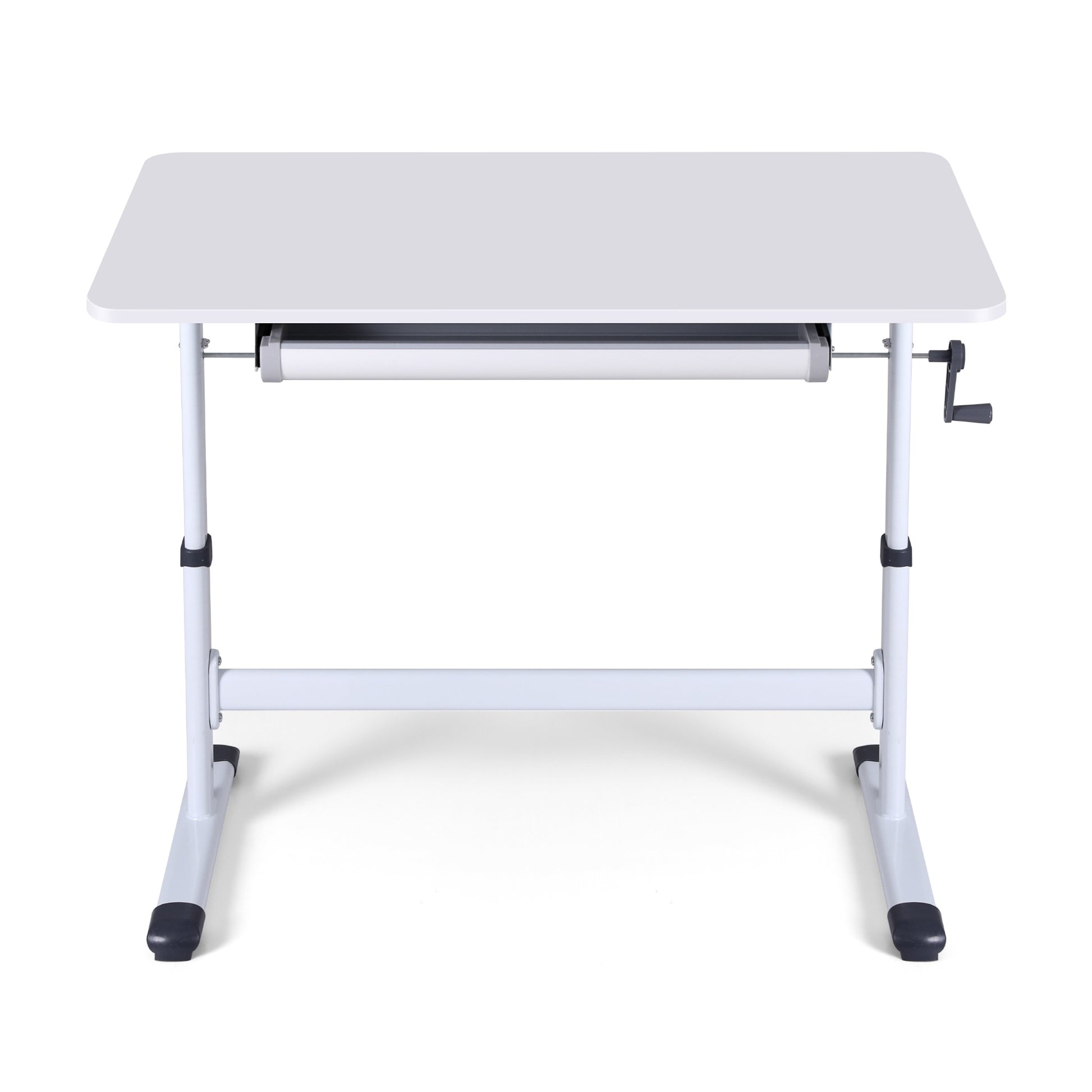 Artiss Manual Standing Desk Height Adjustable Workstation Computer Desks Study 100CM White-2