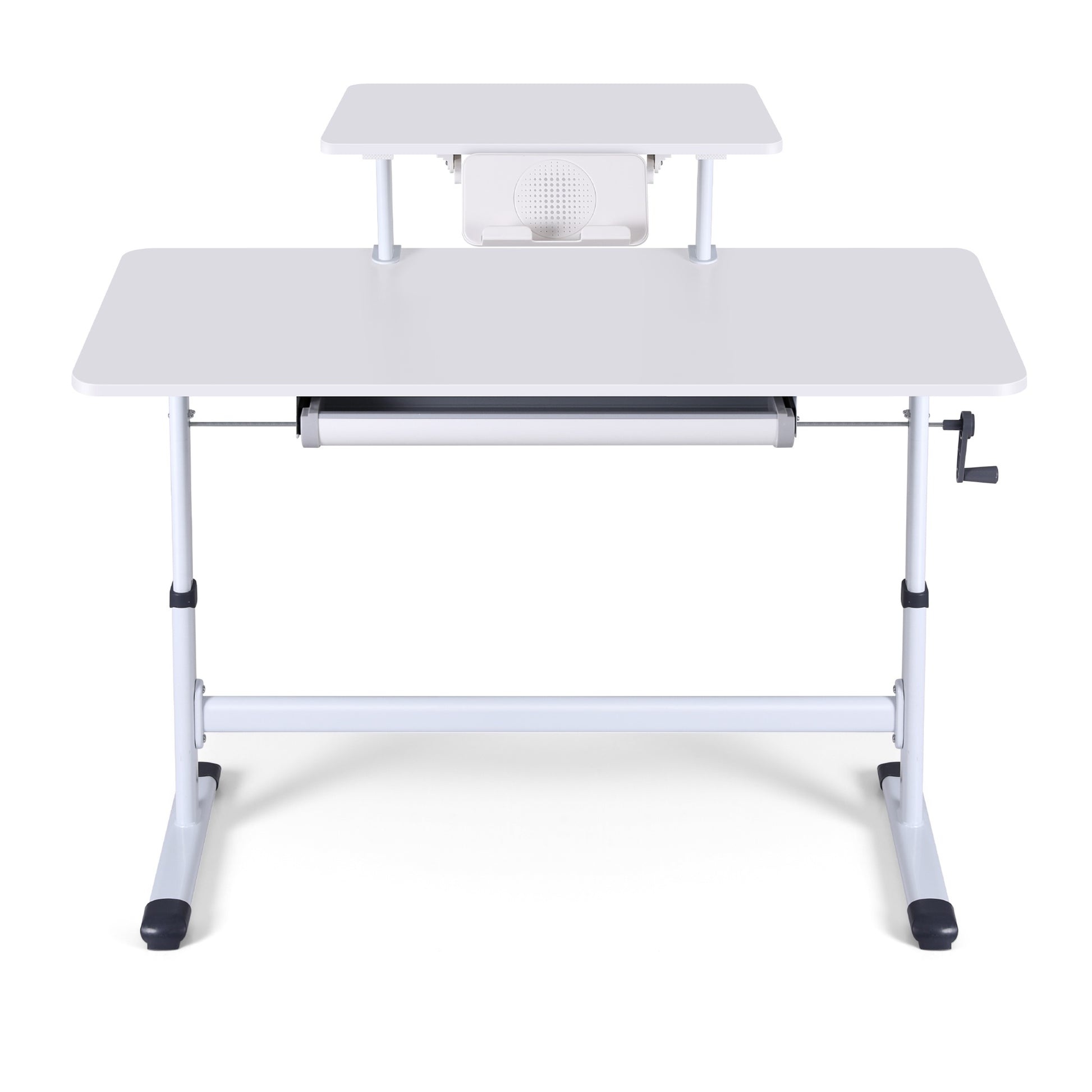 Artiss Manual Standing Desk Height Adjustable Workstation Computer Desks Study 120CM White-2