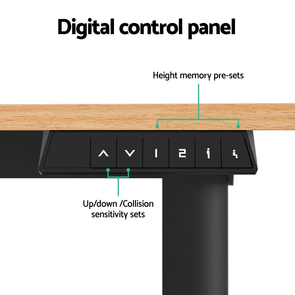 Artiss Electric Standing Desk 140cm Adjustable Height Motorised Home Office Desk Oak Black-4