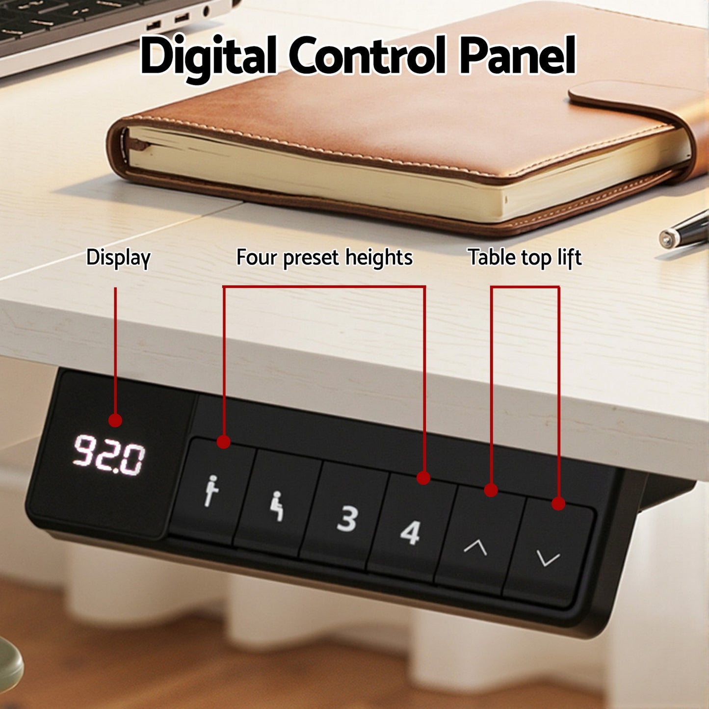 Artiss Electric Standing Desk 140cm Adjustable Height Motorised Home Office Desk Drawer-3