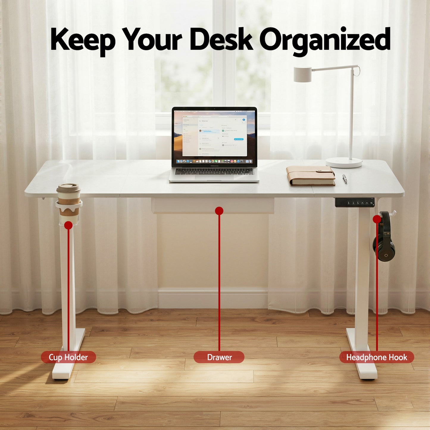 Artiss Electric Standing Desk 140cm Adjustable Height Motorised Home Office Desk Drawer-5