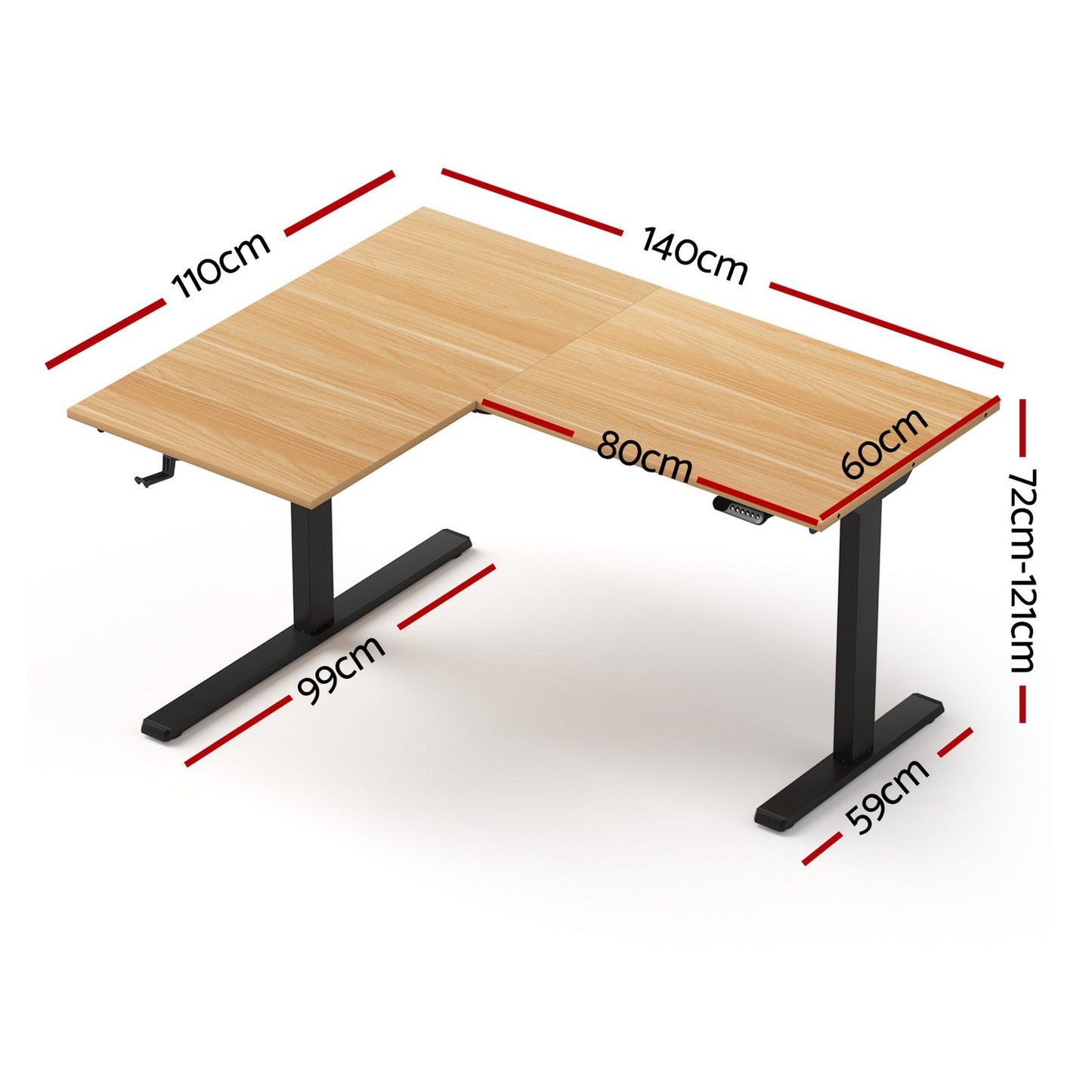 Artiss L-Shape Electric Standing Desk Sit Stand Up Height Adjustable Motorised-1