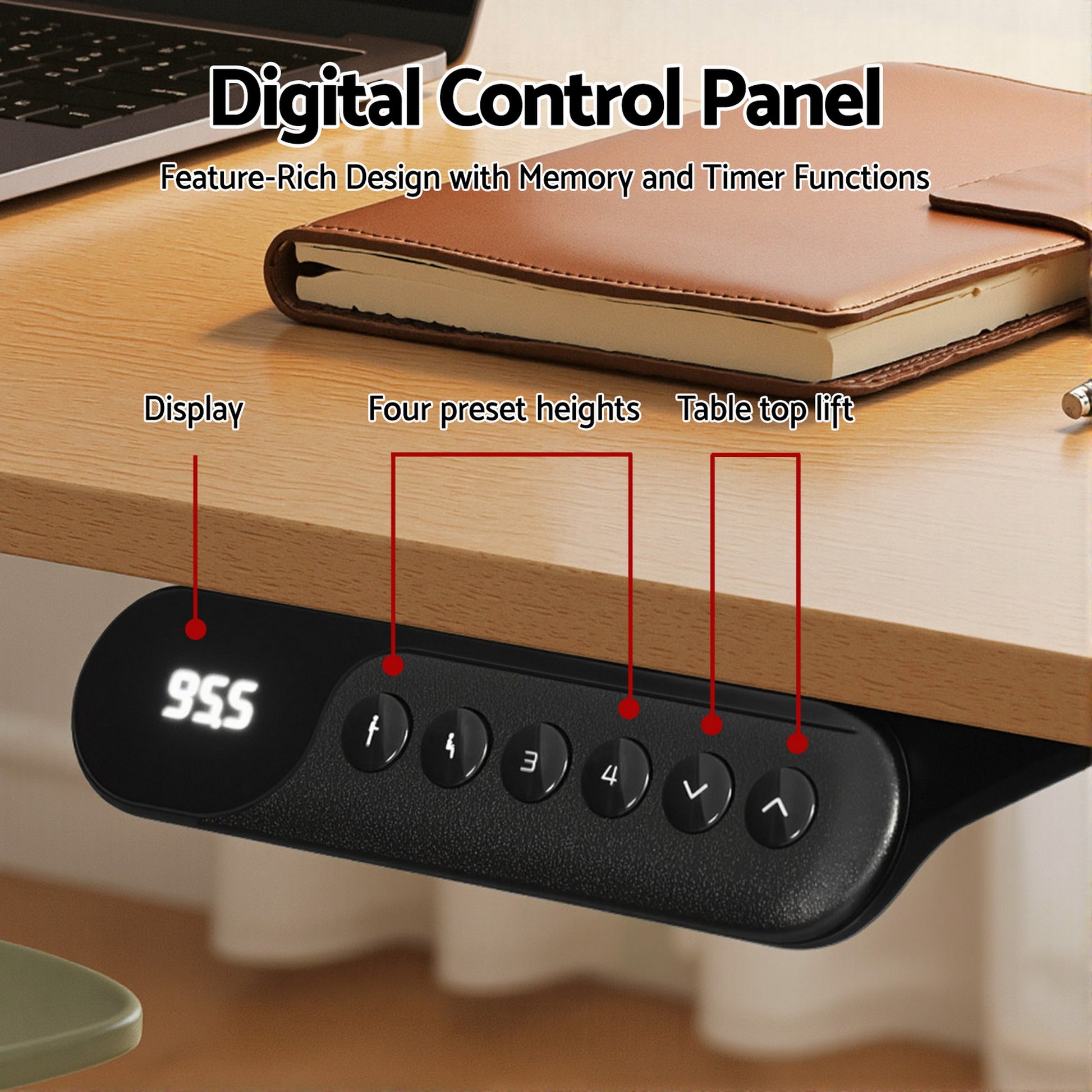 Artiss L-Shape Electric Standing Desk Sit Stand Up Height Adjustable Motorised-3