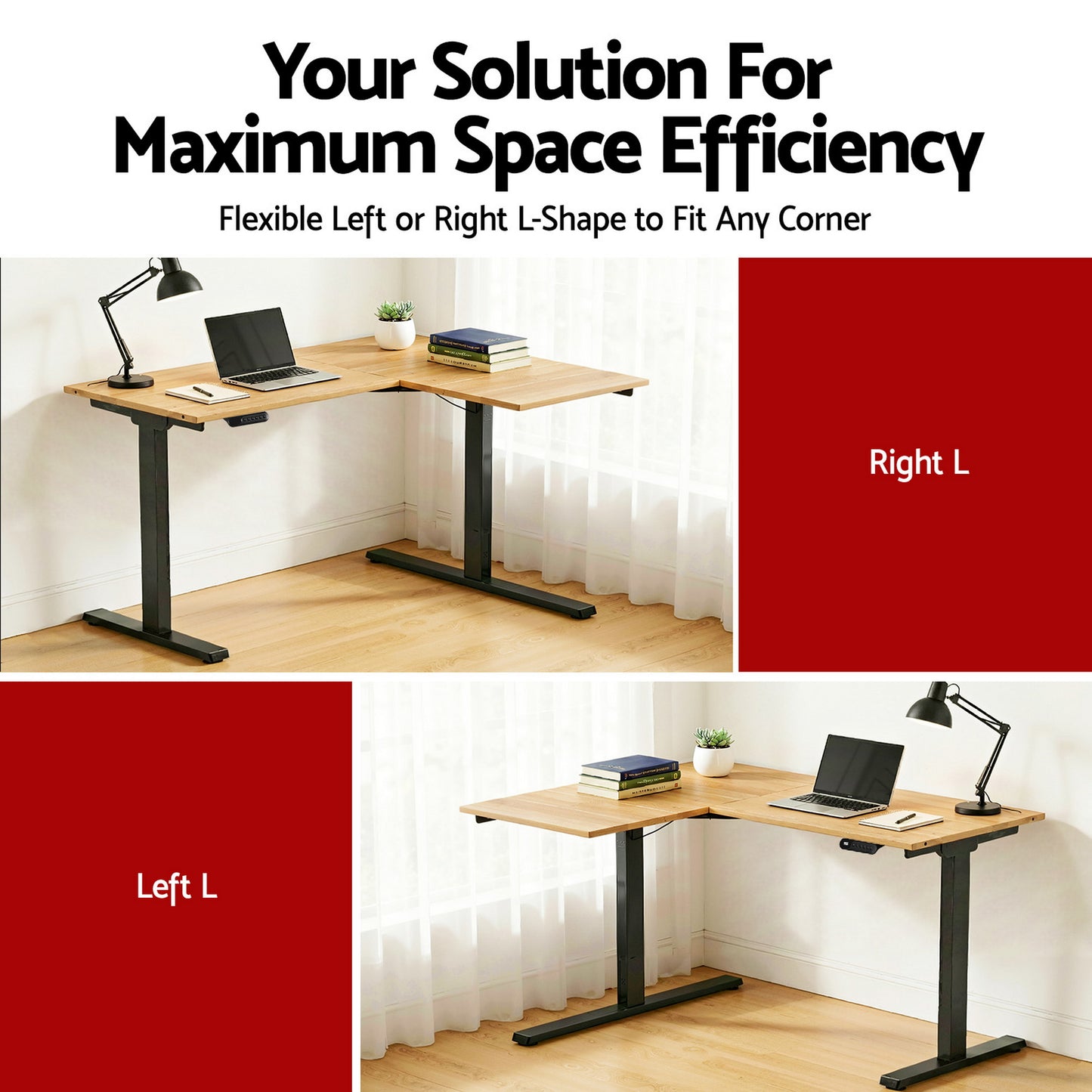 Artiss L-Shape Electric Standing Desk Sit Stand Up Height Adjustable Motorised-5