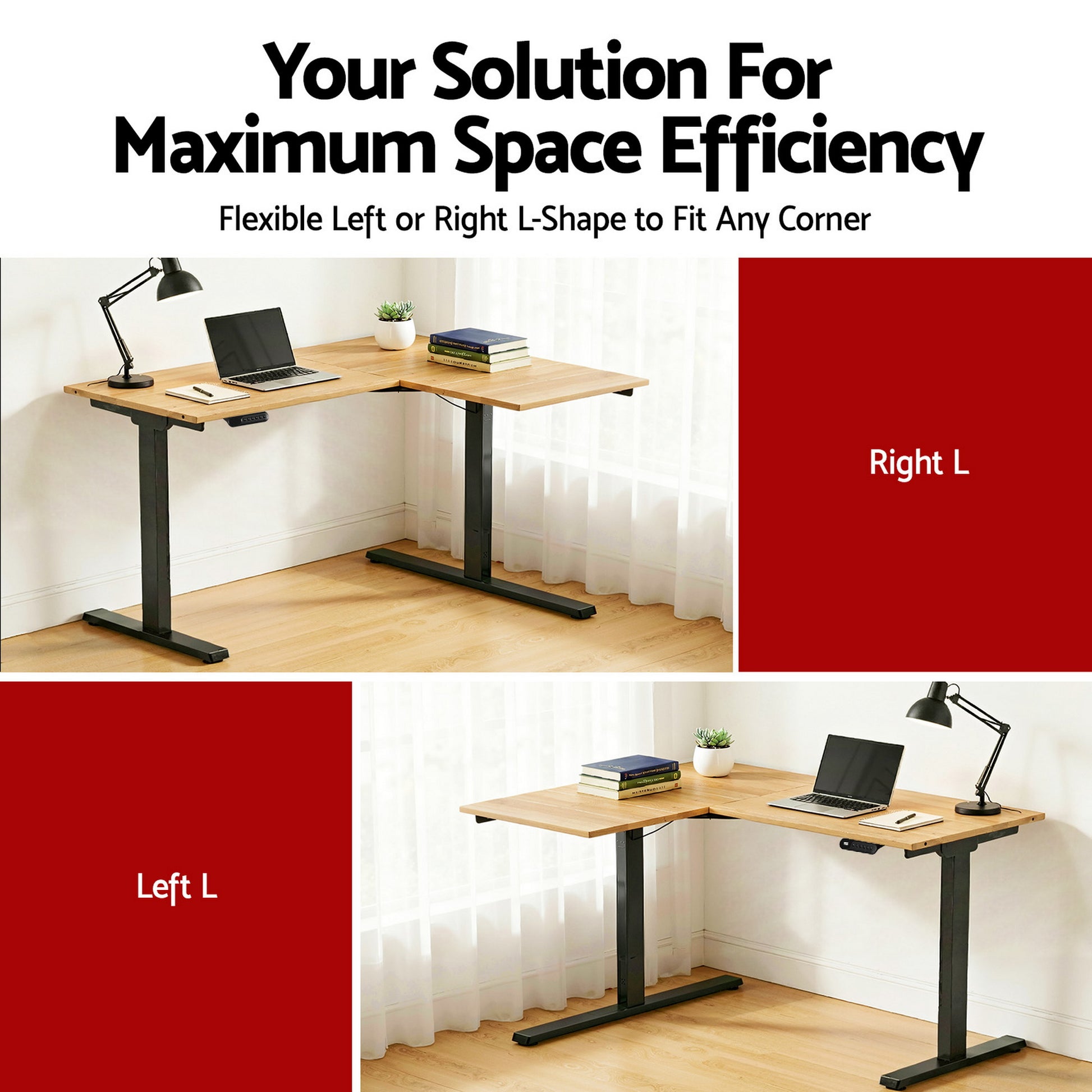 Artiss L-Shape Electric Standing Desk Sit Stand Up Height Adjustable Motorised-5