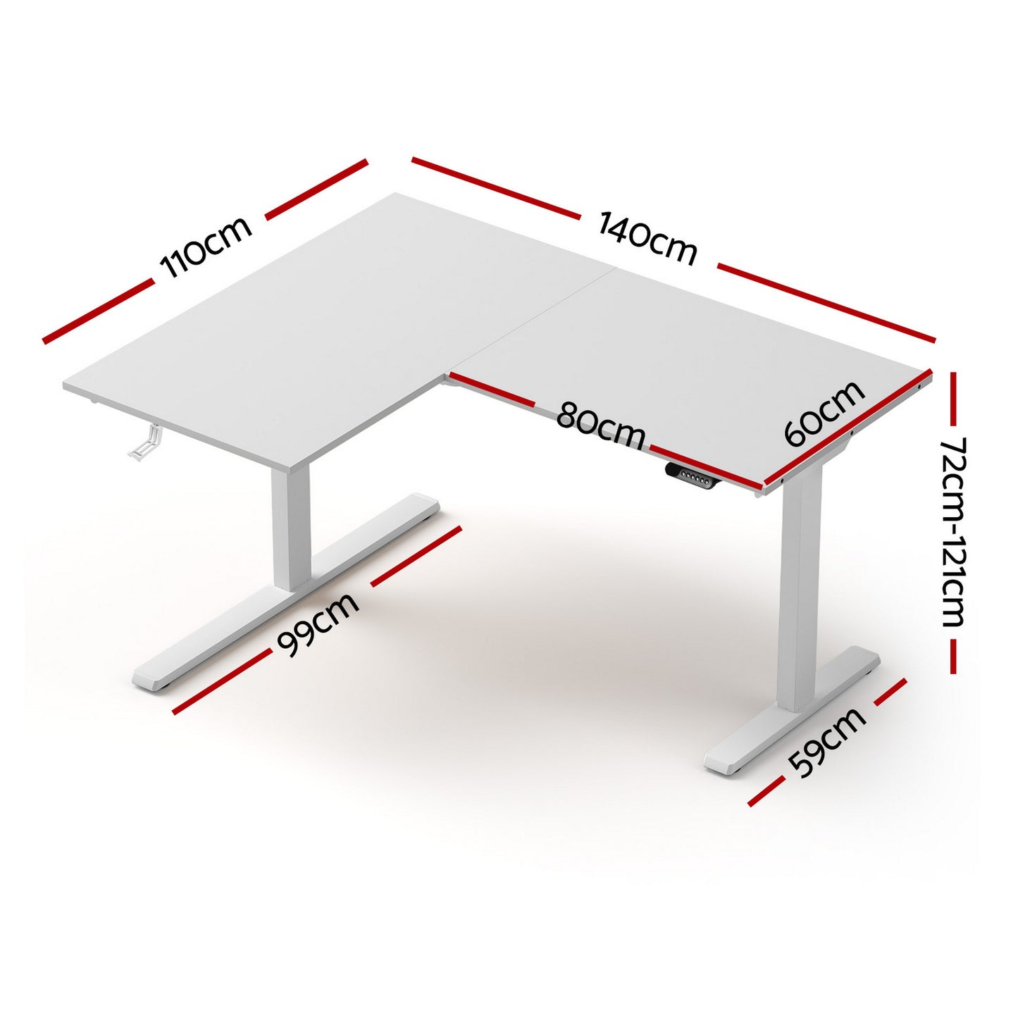 Artiss L-Shape Standing Desk Sit Stand Up Height Adjustable Electric Motorised White-1