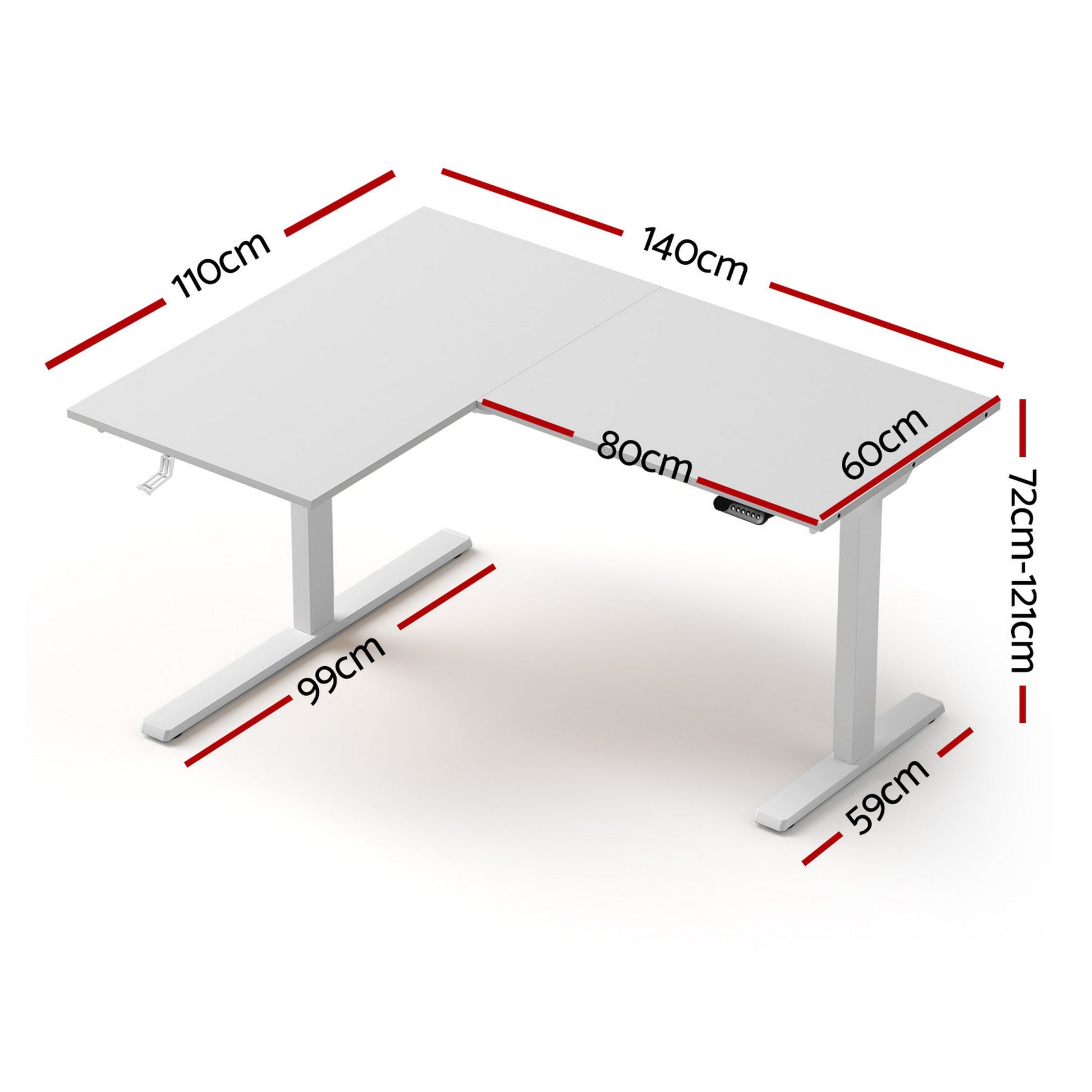 Artiss L-Shape Standing Desk Sit Stand Up Height Adjustable Electric Motorised White-1