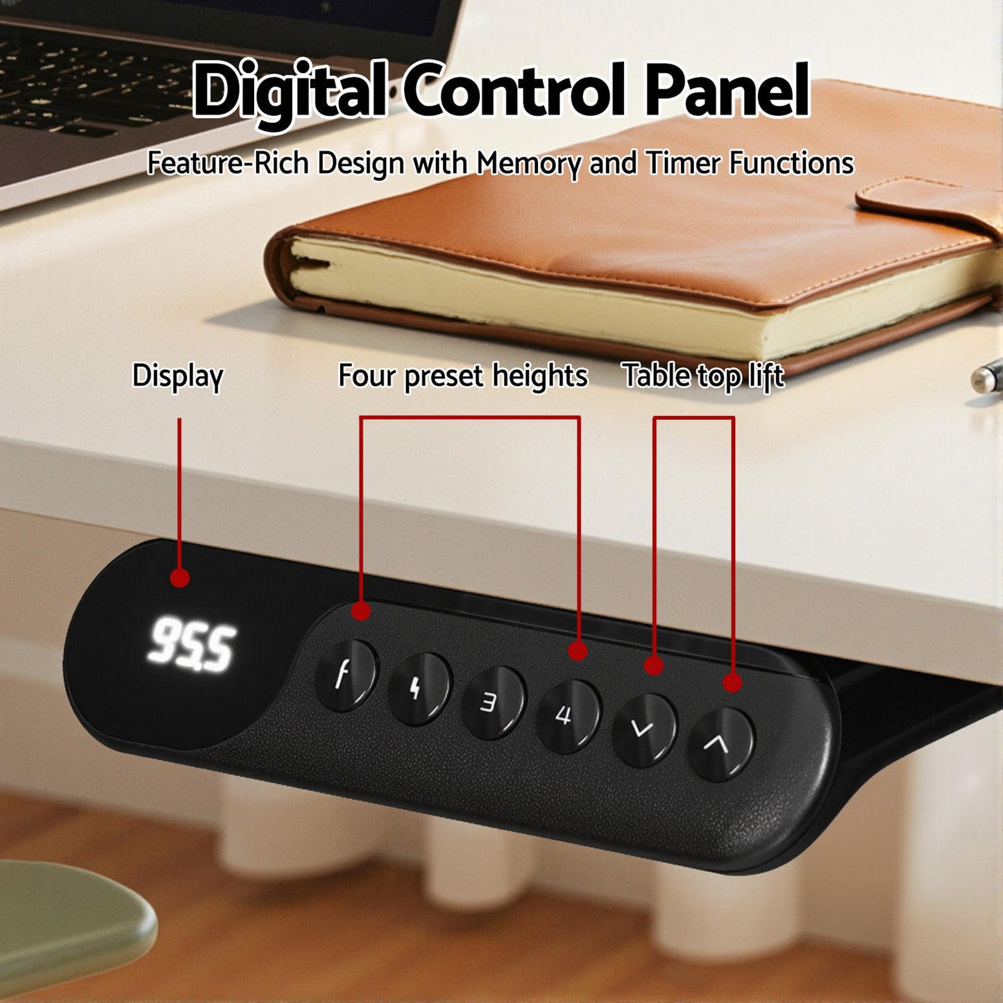 Artiss L-Shape Standing Desk Sit Stand Up Height Adjustable Electric Motorised White-3