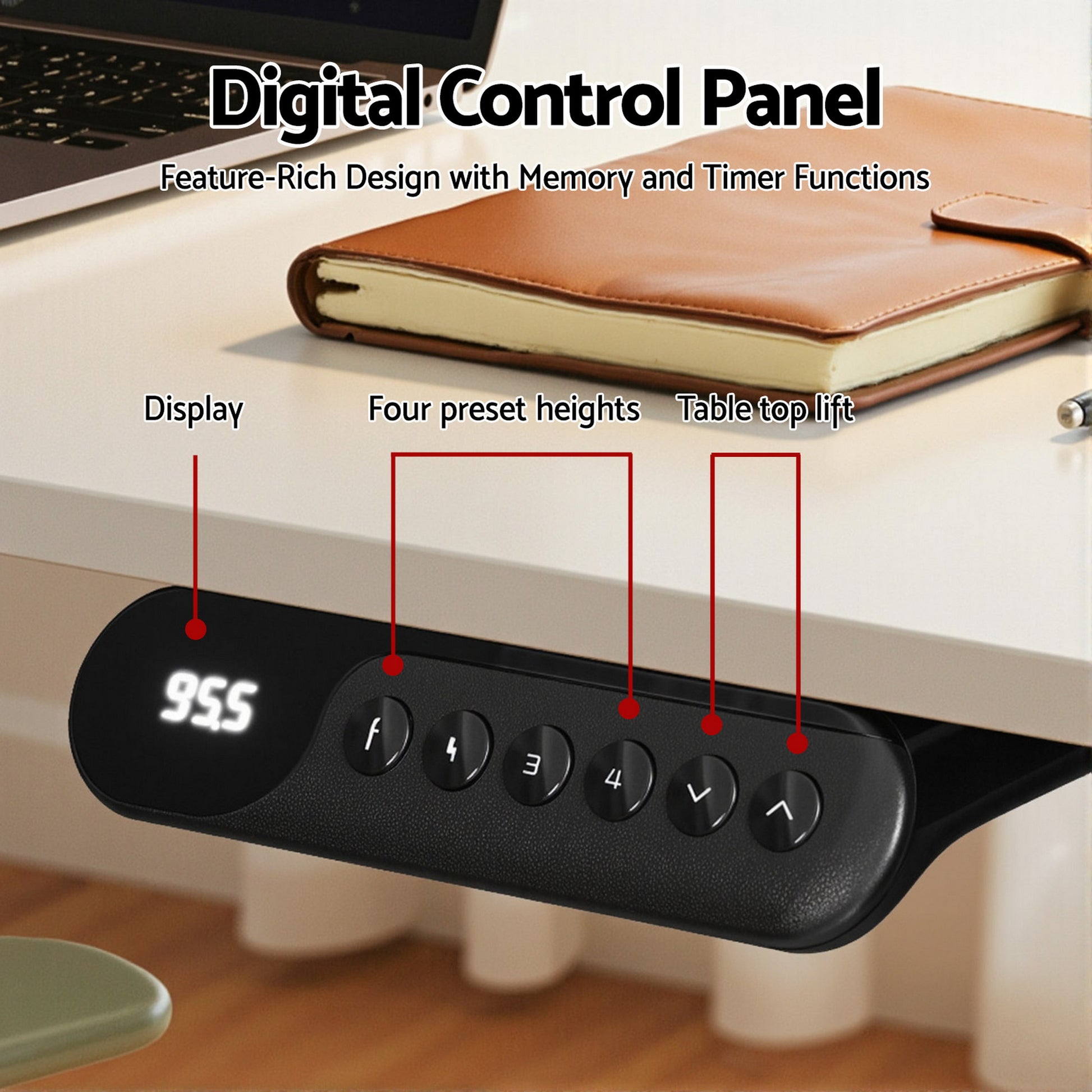 Artiss L-Shape Standing Desk Sit Stand Up Height Adjustable Electric Motorised White-3