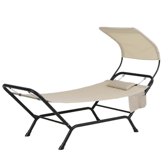 Gardeon Hammock Bed w/ Stand Sun Lounge Chair Beige-0