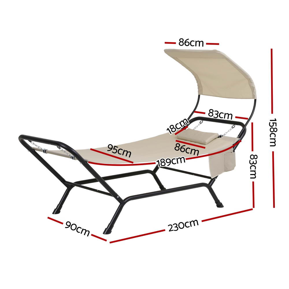 Gardeon Hammock Bed w/ Stand Sun Lounge Chair Beige-1