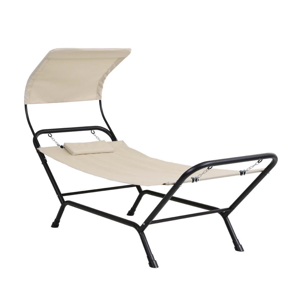 Gardeon Hammock Bed w/ Stand Sun Lounge Chair Beige-2