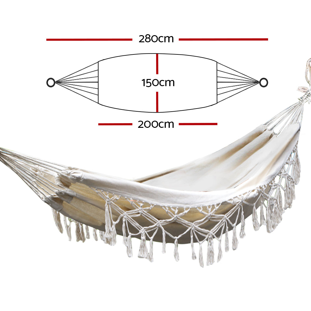 Gardeon Hammock Bed Rope Tassel Outdoor Hammocks Chair Camping-1