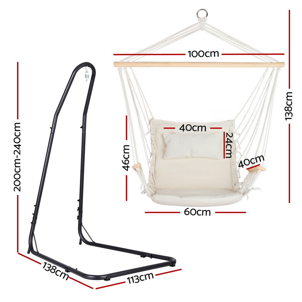 Gardeon Hammock Chair with Heavy Duty Steel Stand-1